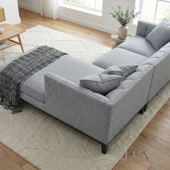 ALUXO® Cooper Right Hand Facing (RHF) Corner Sofa – Dolphin Bouclé | Mid-Century Modern