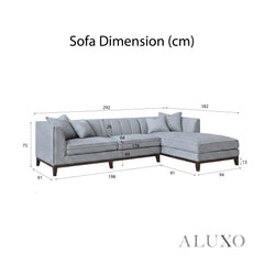 ALUXO® Cooper Right Hand Facing (RHF) Corner Sofa – Dolphin Bouclé | Mid-Century Modern