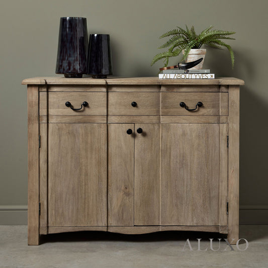 Copgrove 2 Door Sideboard – French-Inspired Washed Wood Storage Unit with Drawer, 120cm