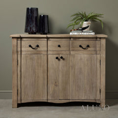 Copgrove 2 Door Sideboard – French-Inspired Washed Wood Storage Unit with Drawer, 120cm