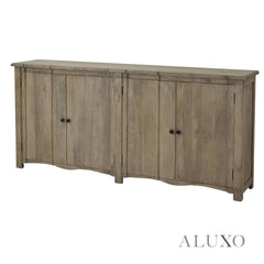 Copgrove 4 Door Sideboard – Handcrafted Washed Wood Cabinet with Iron Handles, 200cm