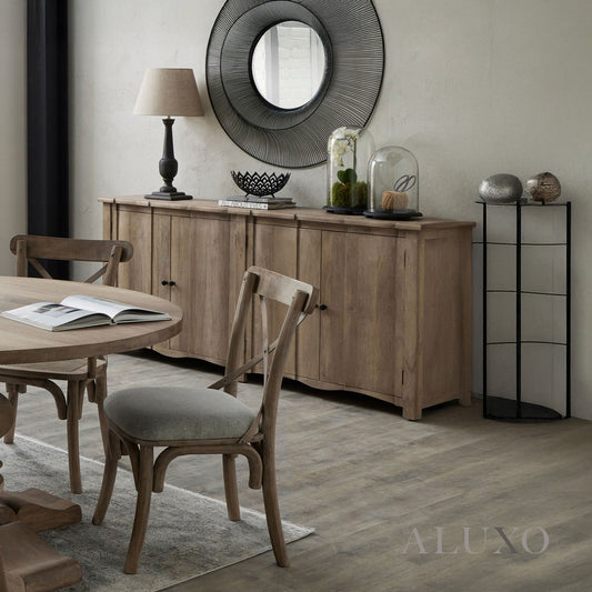 Copgrove 4 Door Sideboard – Handcrafted Washed Wood Cabinet with Iron Handles, 200cm