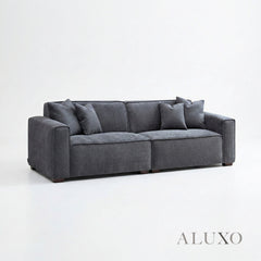 ALUXO® Dakota 3 Seater Sofa – Charcoal Grey Bouclé | Feather-Filled