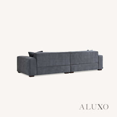 ALUXO® Dakota 4-Seater Sofa with Footstool – Charcoal Grey Bouclé