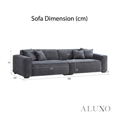 ALUXO® Dakota 4 Seater Large Sofa – Charcoal Grey Bouclé | Feather-Filled