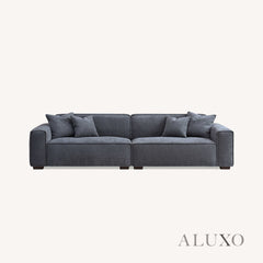 ALUXO® Dakota 4-Seater Sofa with Footstool – Charcoal Grey Bouclé