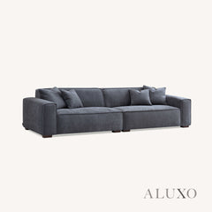 ALUXO® Dakota 4-Seater Sofa with Footstool – Charcoal Grey Bouclé