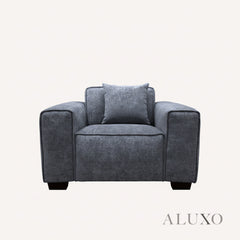 ALUXO® Dakota 3/4 Seater Sofa, Armchair & Footstool – Charcoal Grey Bouclé