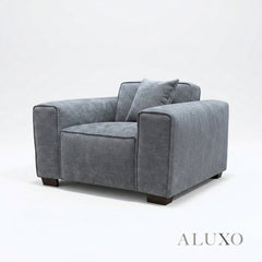 ALUXO® Dakota Armchair – Charcoal Grey Bouclé | Feather-Filled Accent Chair
