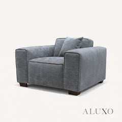 ALUXO® Dakota 3/4 Seater Sofa, Armchair & Footstool – Charcoal Grey Bouclé