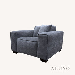 ALUXO® Dakota 3/4 Seater Sofa, Armchair & Footstool – Charcoal Grey Bouclé