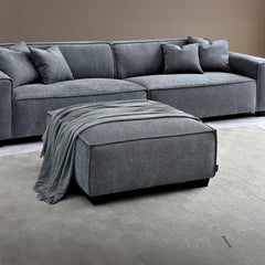 ALUXO® Dakota 4-Seater Sofa with Footstool – Charcoal Grey Bouclé