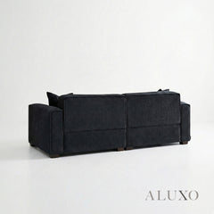 ALUXO® Dakota 3 Seater Sofa – Midnight Black Bouclé | Feather-Filled
