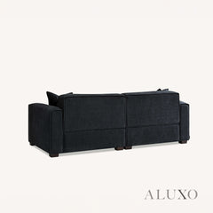 ALUXO® Dakota 3/4 Seater Sofa, Armchair & Footstool – Midnight Black Bouclé