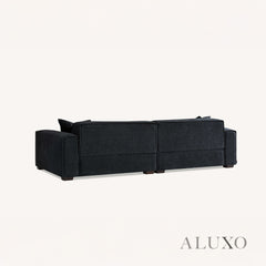 ALUXO® Dakota 4-Seater Sofa with Footstool – Midnight Black Bouclé