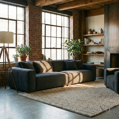 ALUXO® Dakota 4 Seater Large Sofa – Midnight Black Bouclé | Feather-Filled
