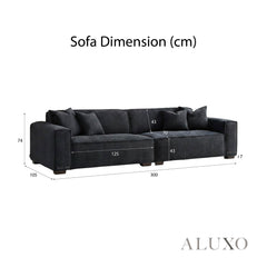 ALUXO® Dakota Complete Sofa Set – 4+3+1+Footstool | Midnight Black Bouclé