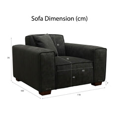ALUXO® Dakota Complete Sofa Set – 4+3+1+Footstool | Midnight Black Bouclé