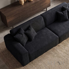 ALUXO® Dakota 4 Seater Large Sofa – Midnight Black Bouclé | Feather-Filled