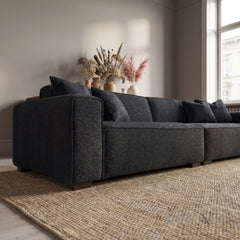 ALUXO® Dakota 4 Seater Large Sofa – Midnight Black Bouclé | Feather-Filled