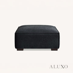 ALUXO® Dakota 3/4 Seater Sofa, Armchair & Footstool – Midnight Black Bouclé