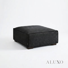 ALUXO® Dakota Modular Footstool – Midnight Black Bouclé | Feather-Filled