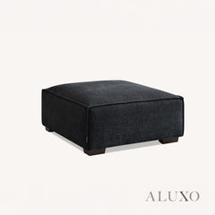ALUXO® Dakota 3/4 Seater Sofa, Armchair & Footstool – Midnight Black Bouclé