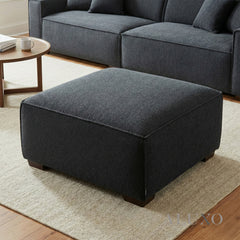 ALUXO® Dakota Complete Sofa Set – 4+3+1+Footstool | Midnight Black Bouclé