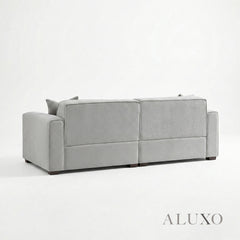 ALUXO® Dakota 3 Seater Sofa – Pebble Grey Bouclé | Feather-Filled