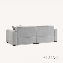 ALUXO® Dakota 3/4 Seater Sofa, Armchair & Footstool – Pebble Grey Bouclé