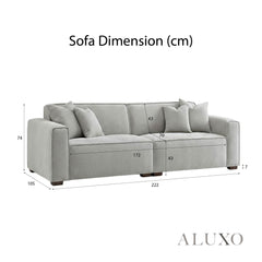 ALUXO® Dakota Complete Sofa Set – 4+3+1+Footstool | Pebble Grey Bouclé