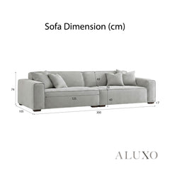 ALUXO® Dakota 4 Seater Large Sofa – Pebble Grey Bouclé | Feather-Filled