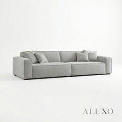 ALUXO® Dakota 4 Seater Large Sofa – Pebble Grey Bouclé | Feather-Filled