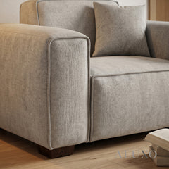 ALUXO® Dakota Armchair – Pebble Grey Bouclé | Feather-Filled Accent Chair