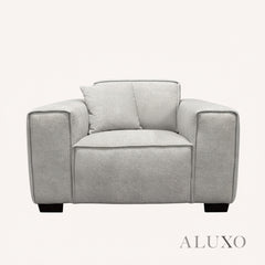ALUXO® Dakota 3/4 Seater Sofa, Armchair & Footstool – Pebble Grey Bouclé