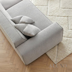 ALUXO® Dakota 4 Seater Large Sofa – Pebble Grey Bouclé | Feather-Filled