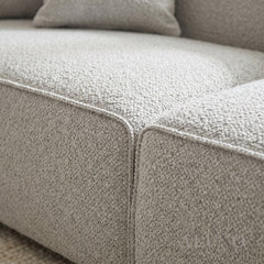 ALUXO® Dakota 3 Seater Sofa – Pebble Grey Bouclé | Feather-Filled