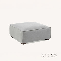 ALUXO® Dakota 4-Seater Sofa with Footstool – Pebble Grey Bouclé