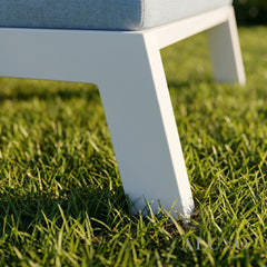 ALUXO® Dasia Luxury Outdoor Sun Lounger with Table Set – White Aluminium