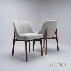 ALUXO® Dino 2.4m Walnut Dining Set – Architectural Table with 4/6/8 Dino Oatmeal Bouclé Chairs