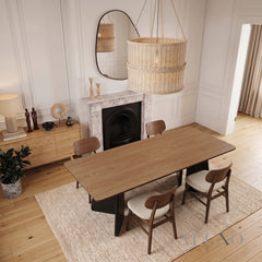 ALUXO® Dunkin 220cm Walnut Dining Table - Black Tapered Legs