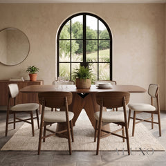 ALUXO® Elegantia 180cm Walnut Dining Table - Slimline Pedestal Base