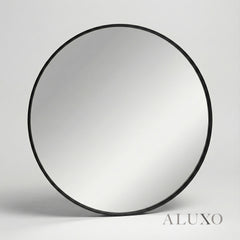 Orel 80cm Round Classic Wall Mirror with Black Aluminium Frame – Modern Design
