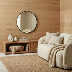 Orel 80cm Round Classic Wall Mirror with Black Aluminium Frame – Modern Design