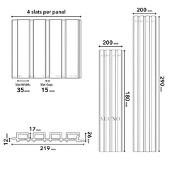 Exterior Wall Panel Composite Cladding Standard Slat - Light Oak | 180cm / 290cm (Set of 4)