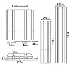 Exterior Wall Panel Composite Cladding 86mm Wide Slat - Light Oak | 180cm / 290cm (Set of 4)