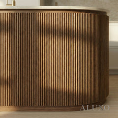 Flexii™ Flexible Walnut Reeded Wall Panel | Mini Fluted Wood Slats 240cm x 60cm (Set of 2)