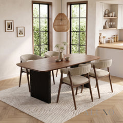 ALUXO® Genesis 180cm Walnut Dining Table - Slimline Fluted Base