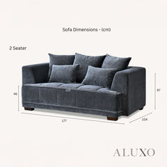 ALUXO® Gramercy 3 & 2 Seater Sofas in Steel Grey Velvet – Modern Luxury