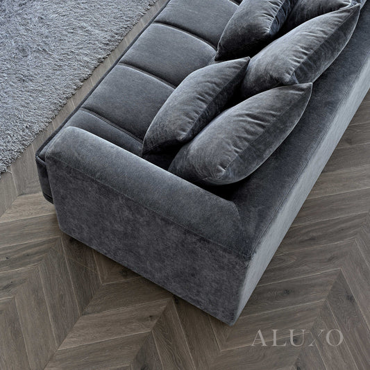 ALUXO® Gramercy 3 & 2 Seater Sofas in Steel Grey Velvet – Modern Luxury